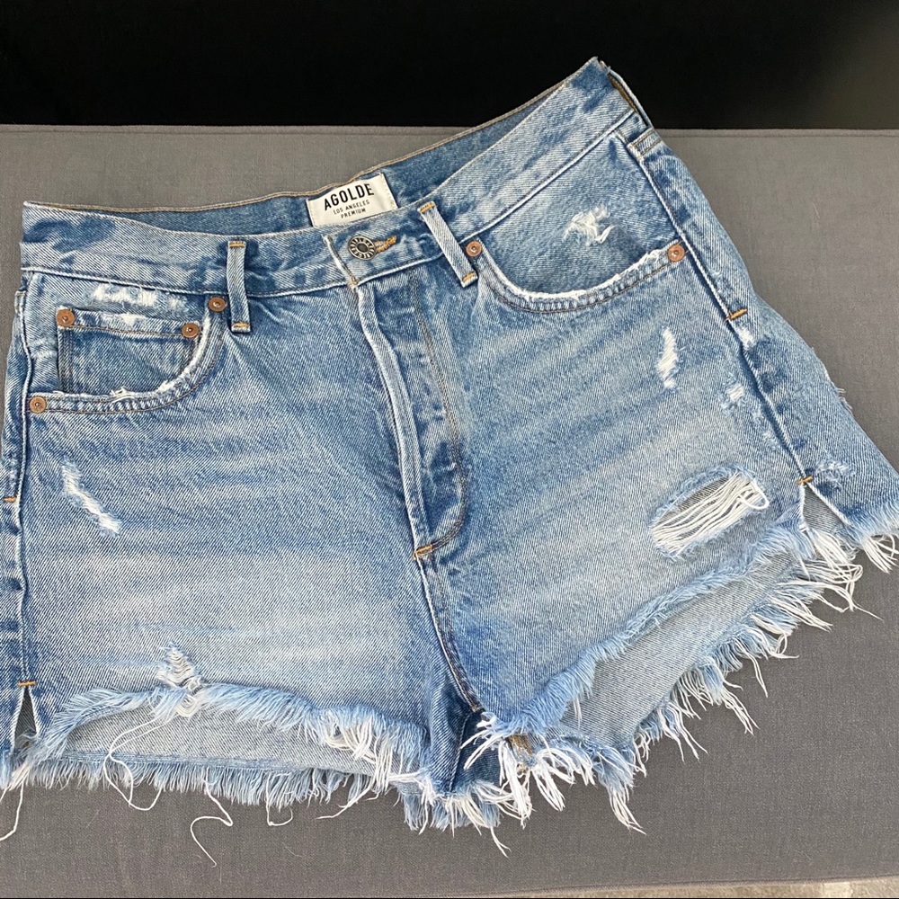 AGOLDE JADEN HIGH-RISE CUTOFF SHORTS 27 SWAPMEET - Picture 2 of 8